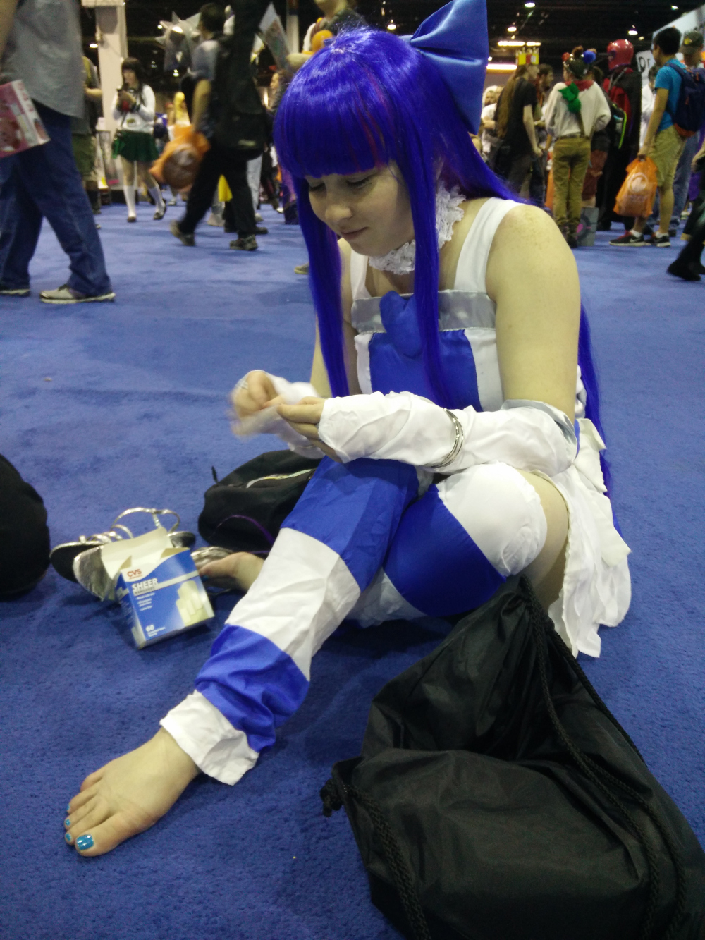 Stocking (transformed) cosplay... bandaging my feet!
